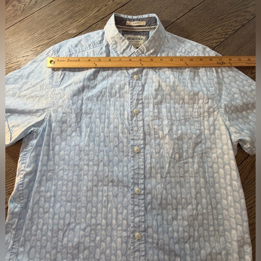 Heritage 1981 Light Blue W/ White  Pineapple  Patterned Shirt - Picture 5 of 8